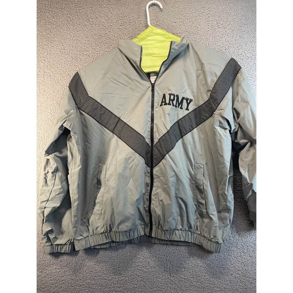 Army Jacket‎ Full Zip, Lined Zipped Pockets Gray Sz. Xl